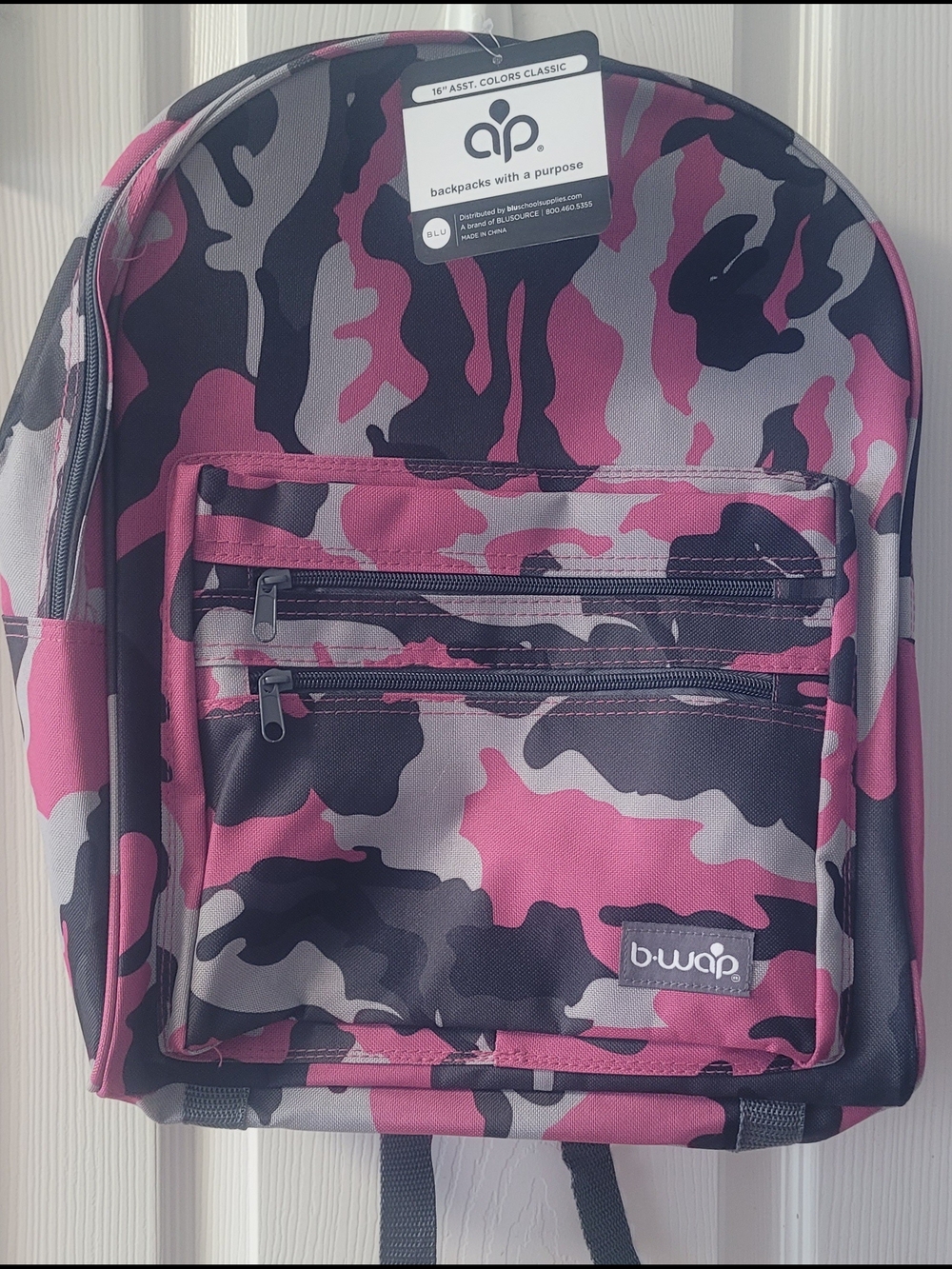 B WAP Pink Camo Backpack For Kids